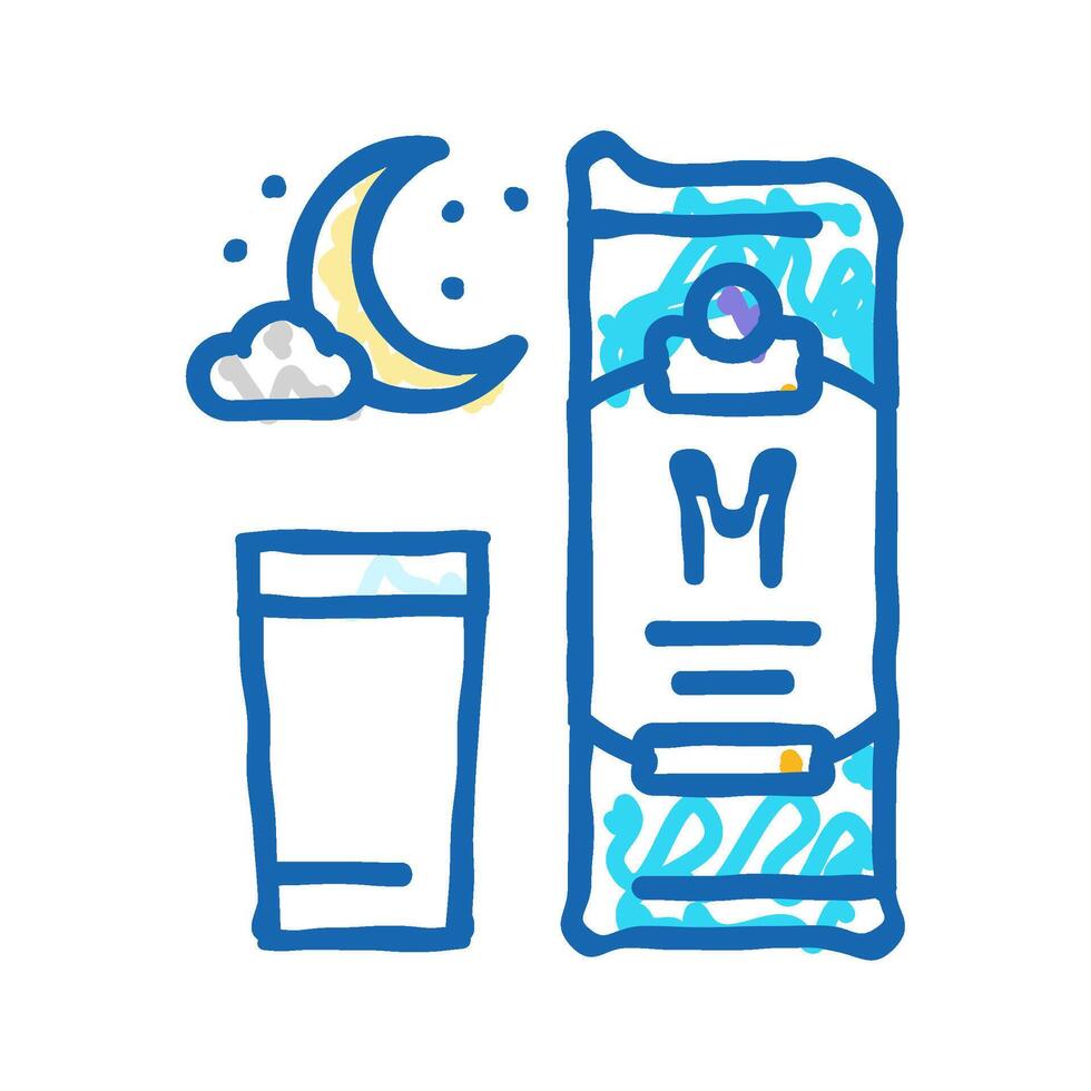 nightcap drink sleep night icon doodle illustration vector