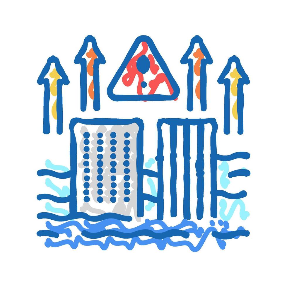 sea level problem icon doodle illustration vector