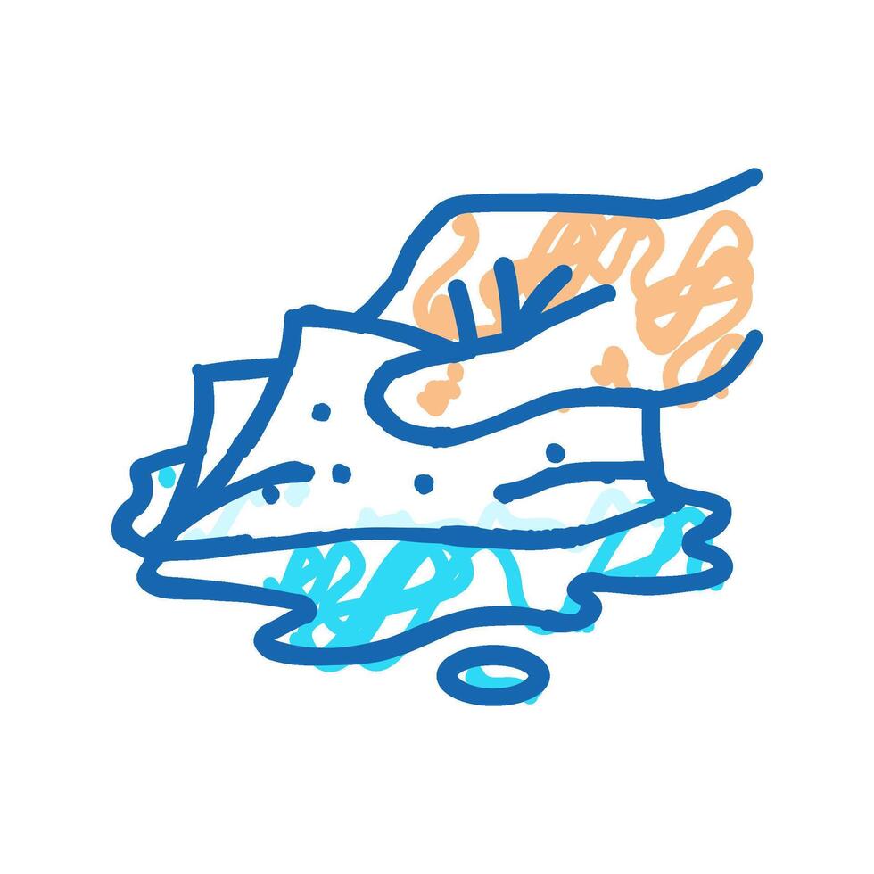 soaking spills with paper towel icon doodle illustration vector
