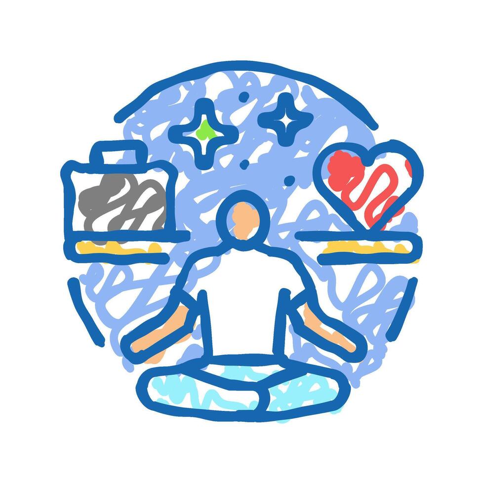 work life balance motivation icon doodle illustration vector