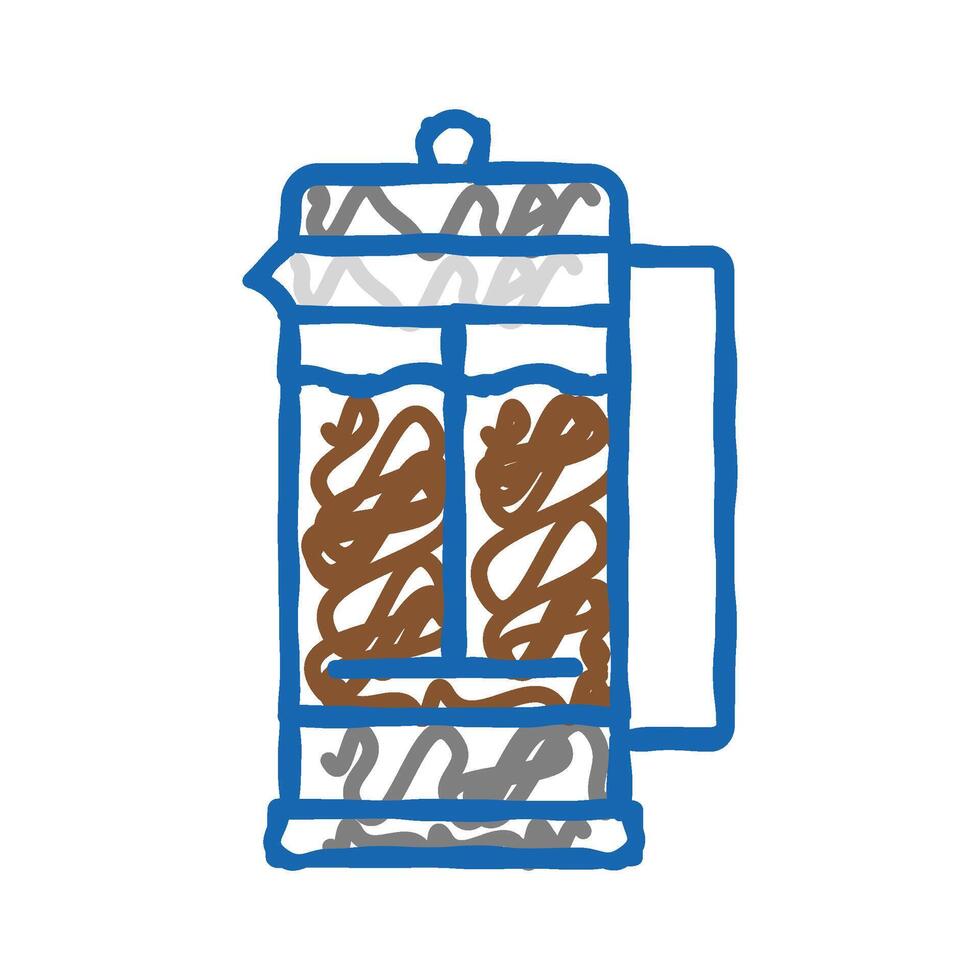 manual press coffee tool icon doodle illustration vector