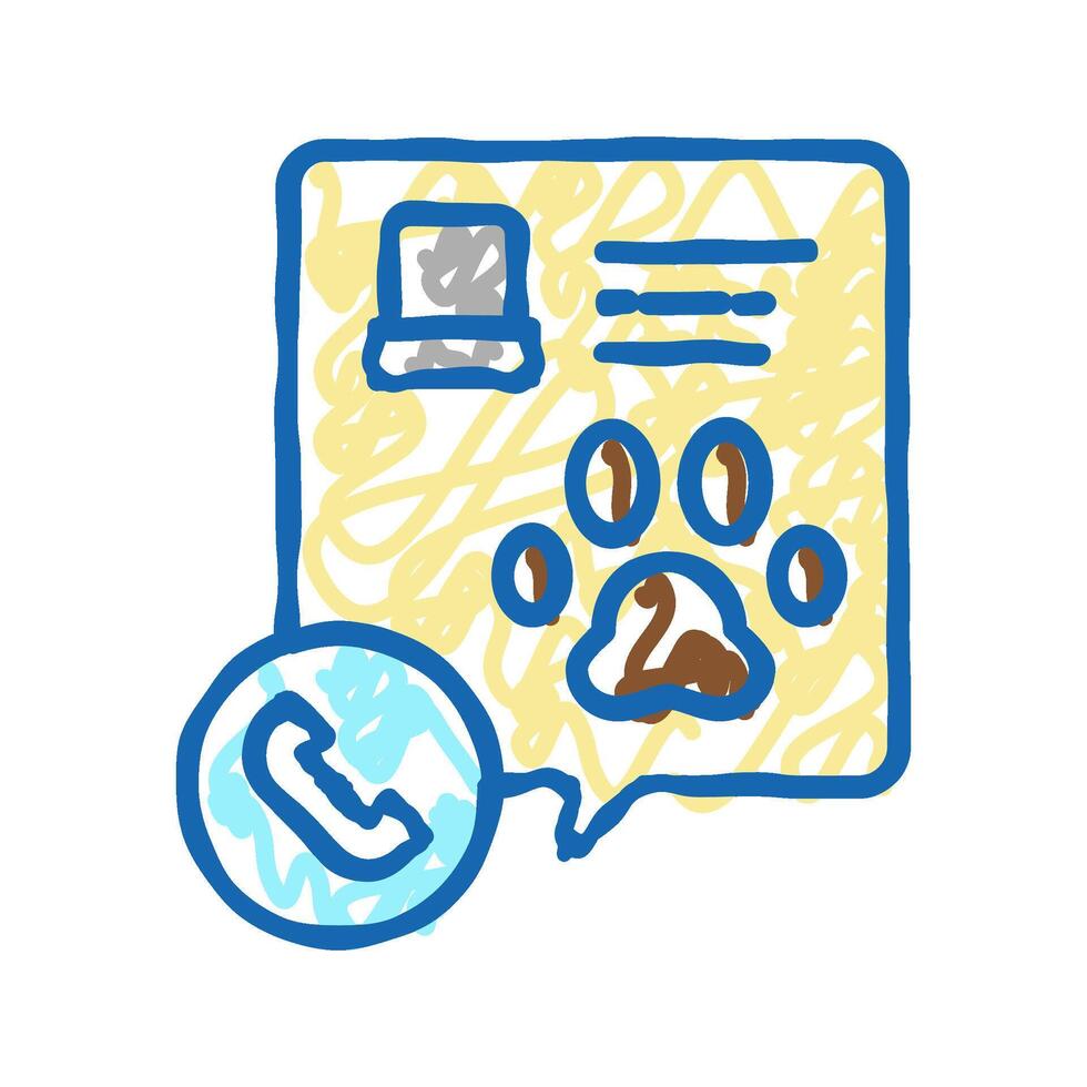 calling pet funeral service icon doodle illustration vector