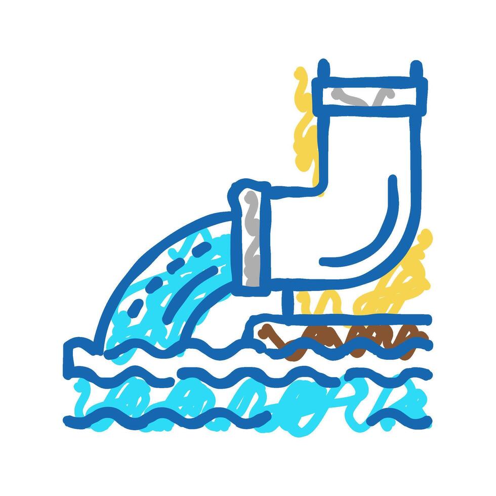 water flowing from drainage pipe icon doodle illustration vector