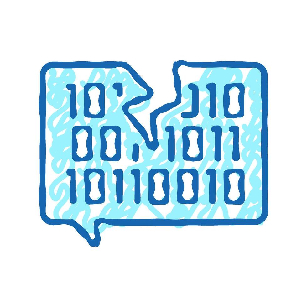 hacked password binary code icon doodle illustration vector