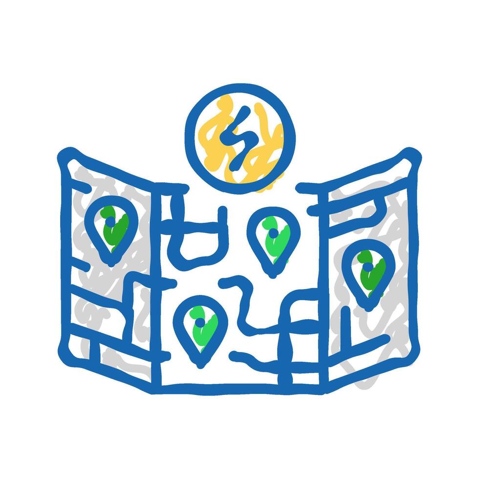 ev charging map electric icon doodle illustration vector