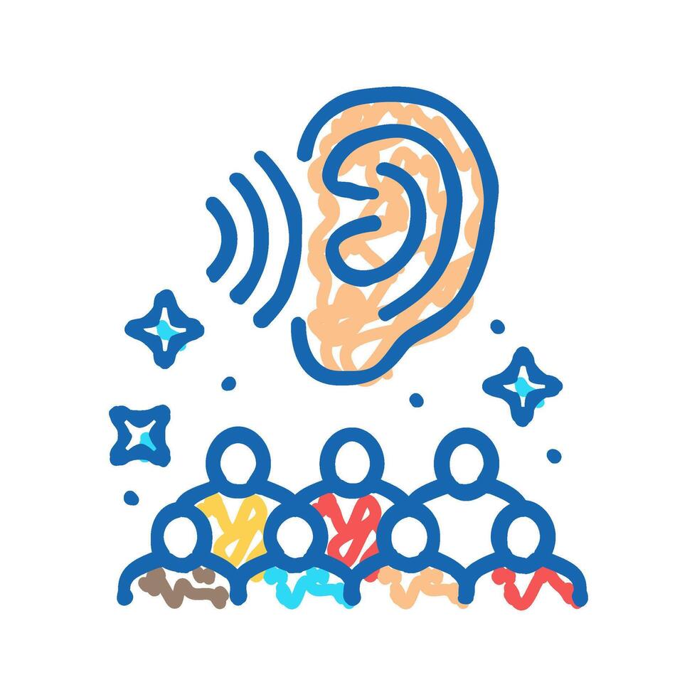 active listener business icon doodle illustration vector