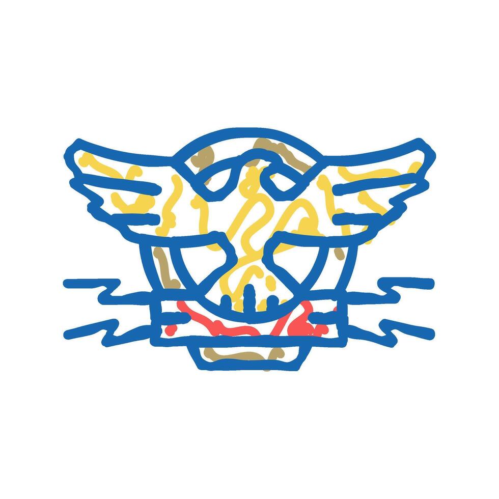 coat of arms with eagle icon doodle illustration vector