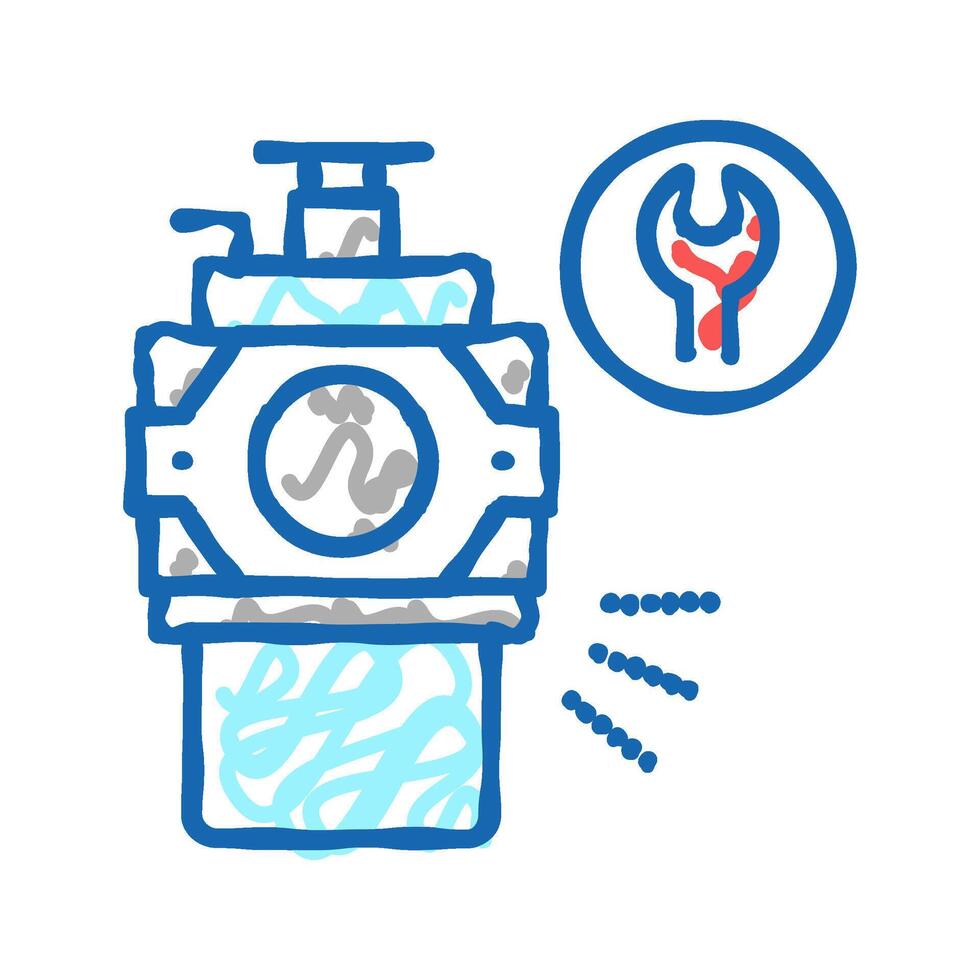 repair engine of lawn mower icon doodle illustration vector