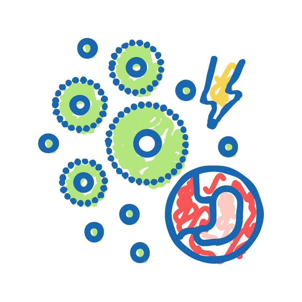 infection digestion system icon doodle illustration vector