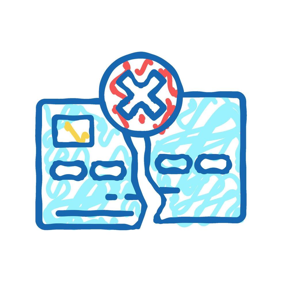 damaged card icon doodle illustration vector