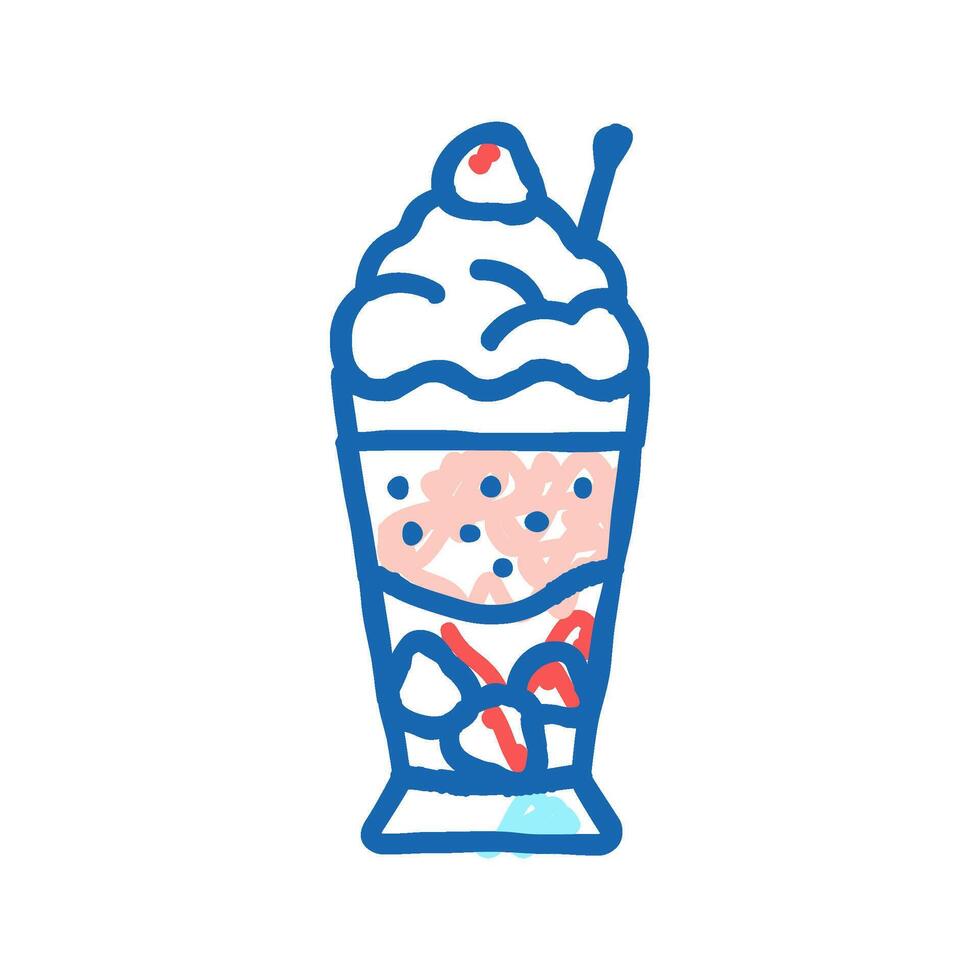 strawberry ice cream icon doodle illustration vector