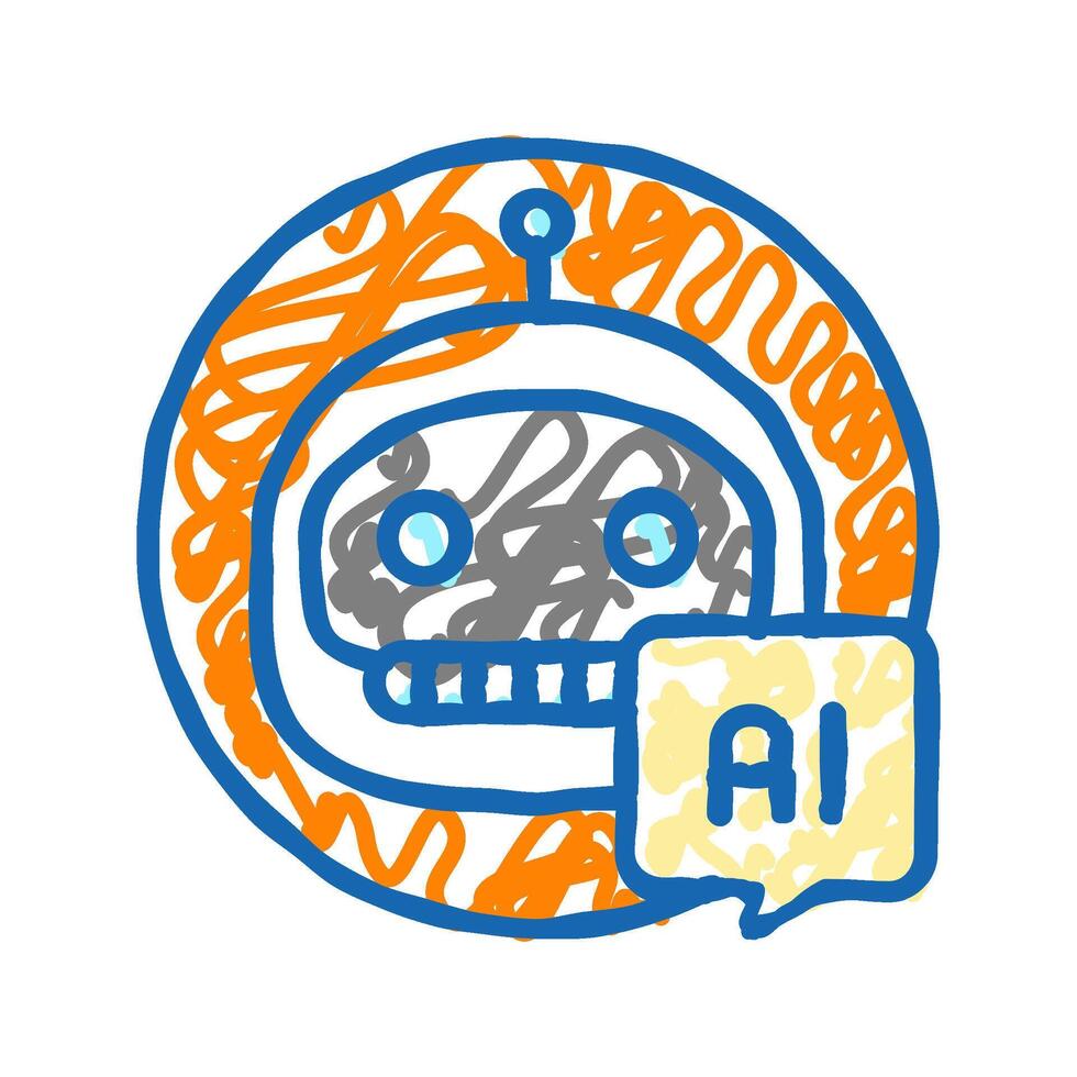 ai chat bot icon doodle illustration vector