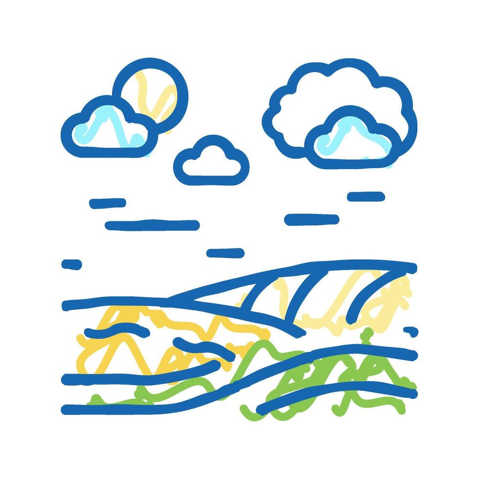 meadow land icon doodle illustration vector
