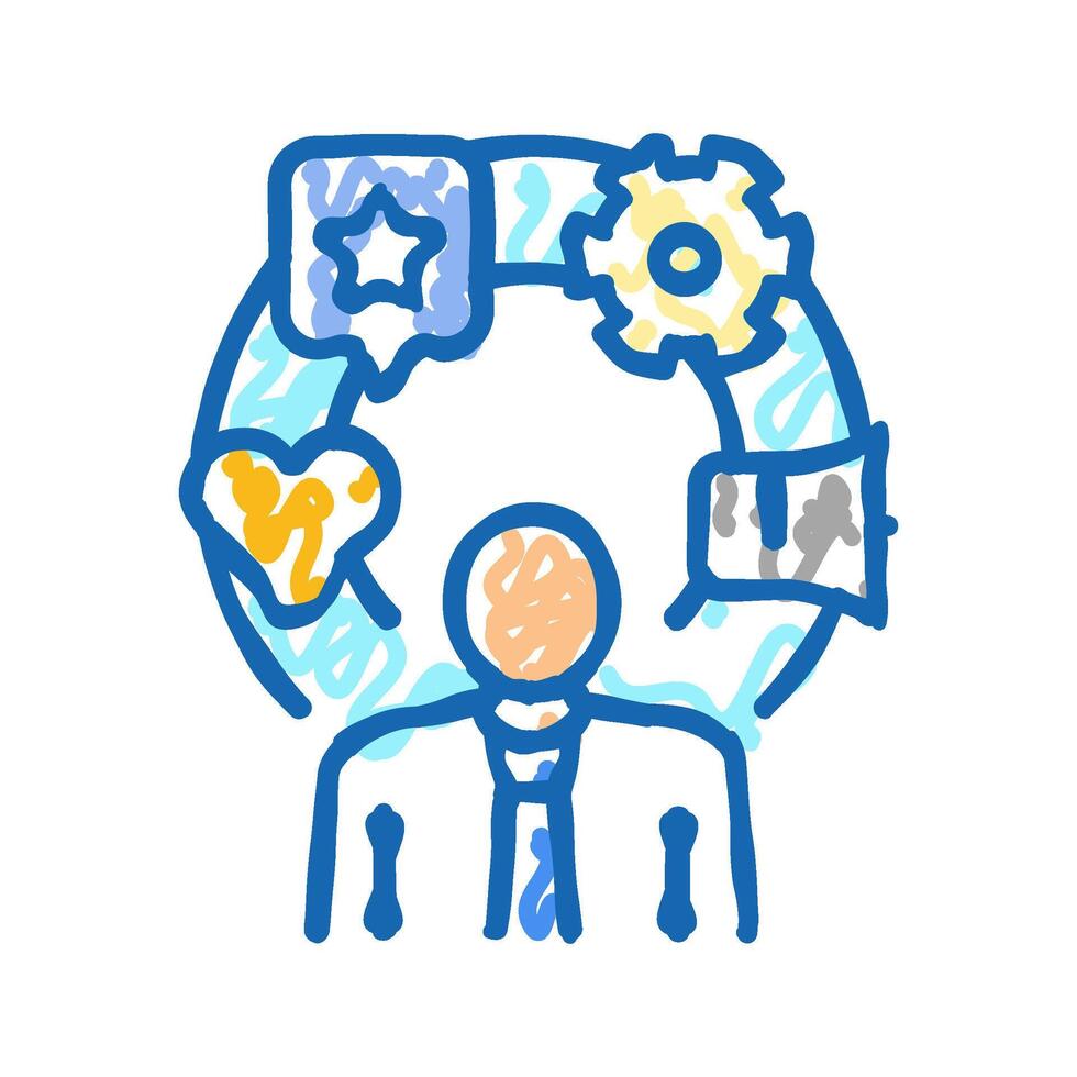 personality traits interview job icon doodle illustration vector