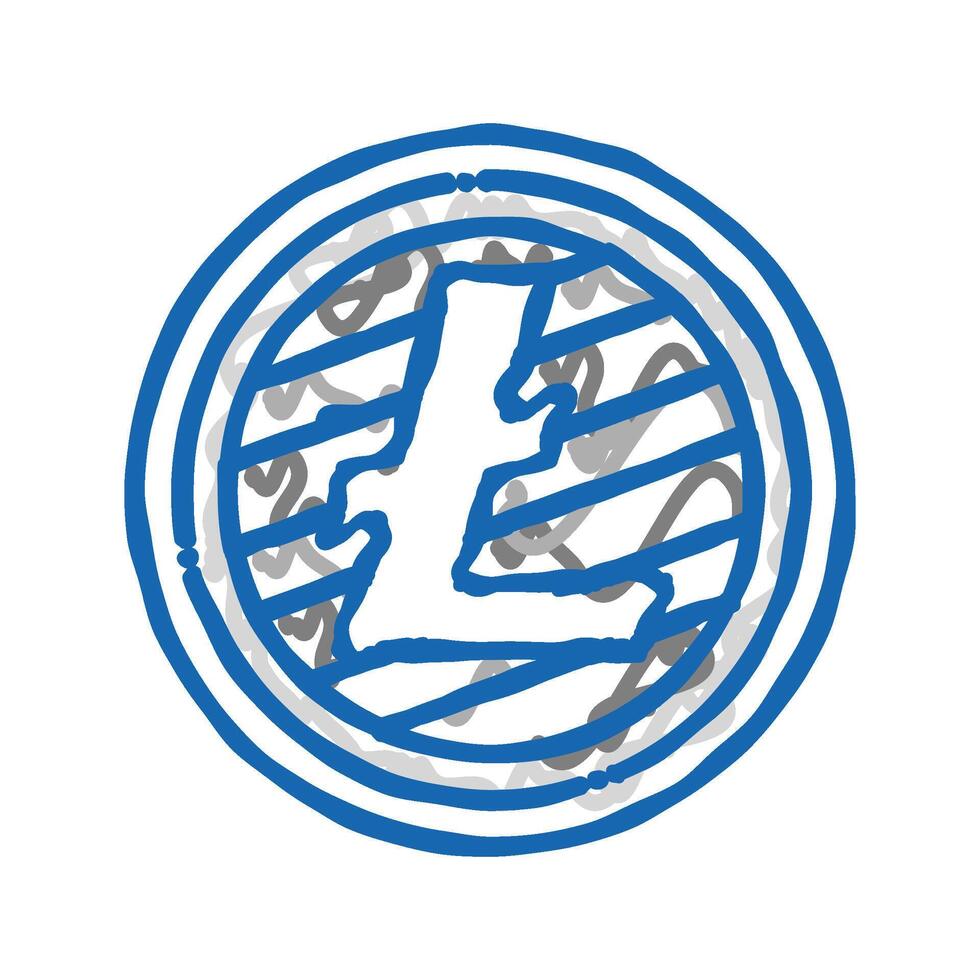 litecoin cryptocurrency icon doodle illustration vector