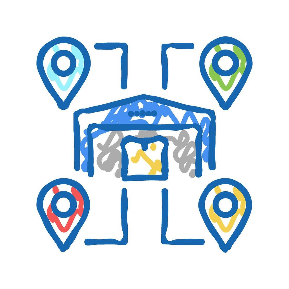storehouses location icon doodle illustration flat vector