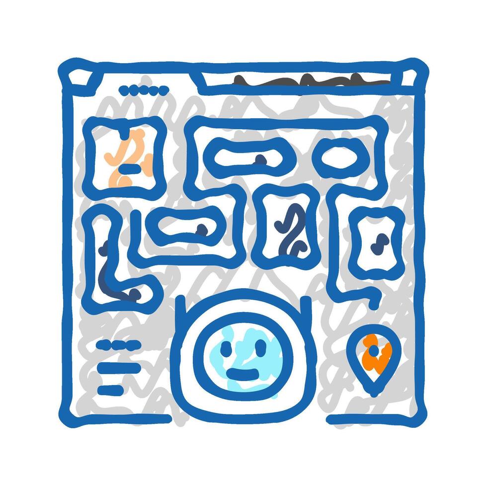 ai routing autonomous delivery icon doodle illustration vector