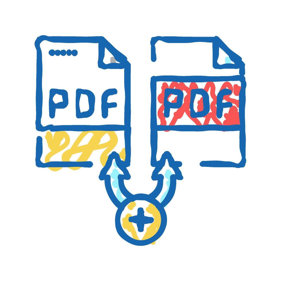 renewal pdf software icon doodle illustration vector