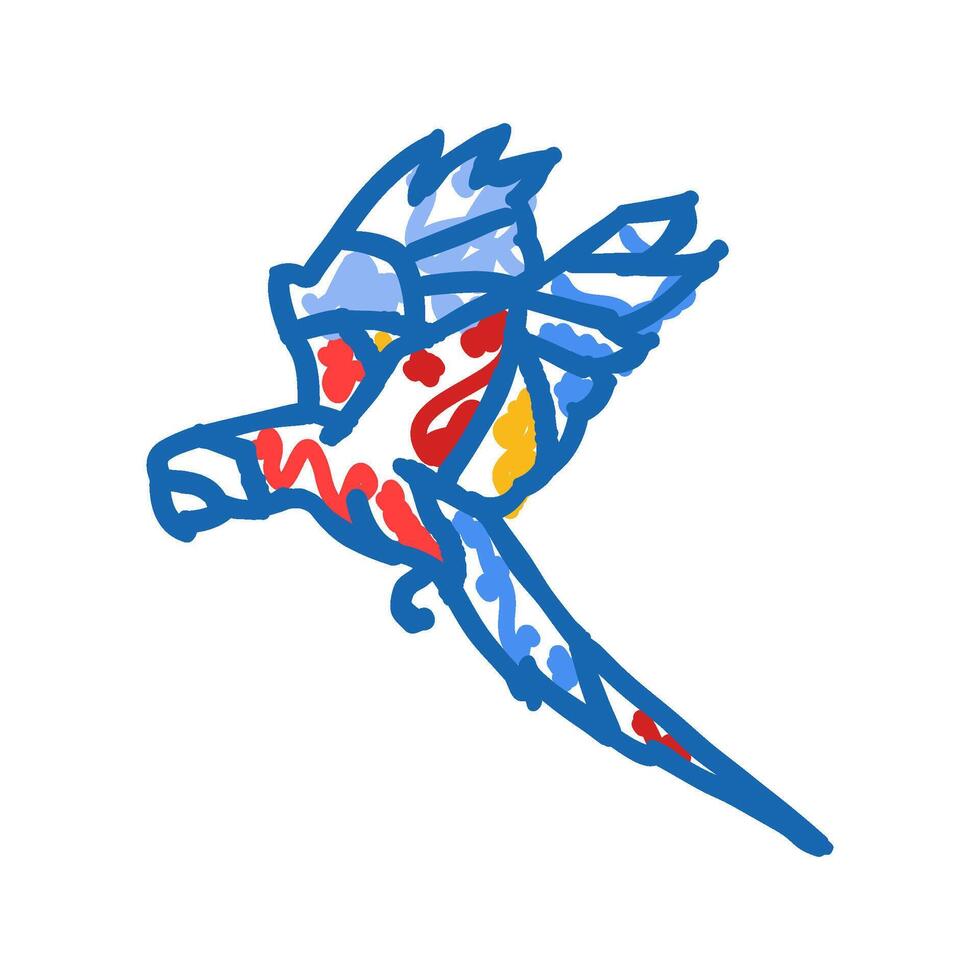 scarlet macaw flying parrot bird icon doodle illustration vector
