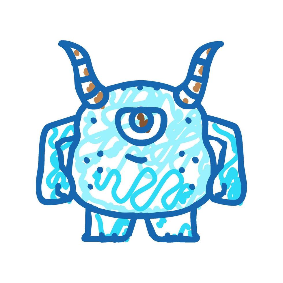 cool monster alien icon doodle illustration vector