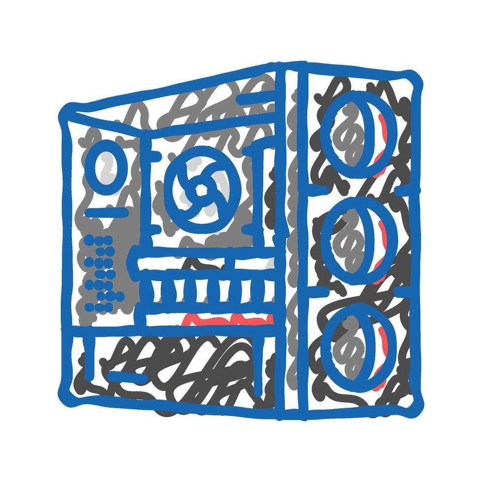 desktop gaming pc icon doodle illustration vector