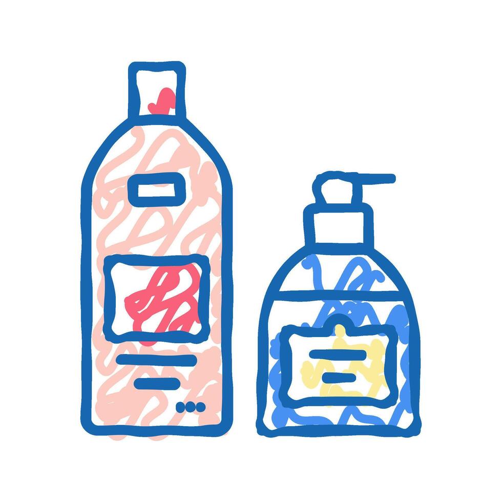 shower gel, soap and cream bottles icon doodle illustration vector