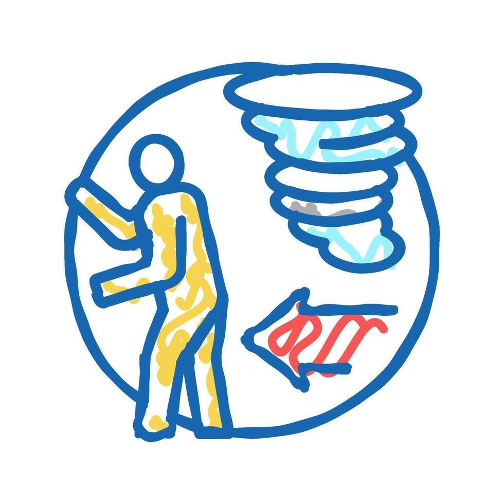 escape from hurricane refugee icon doodle illustration vector