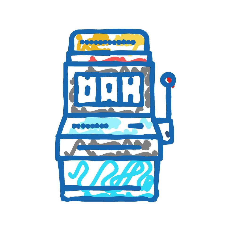 slot mashine game icon doodle illustration vector