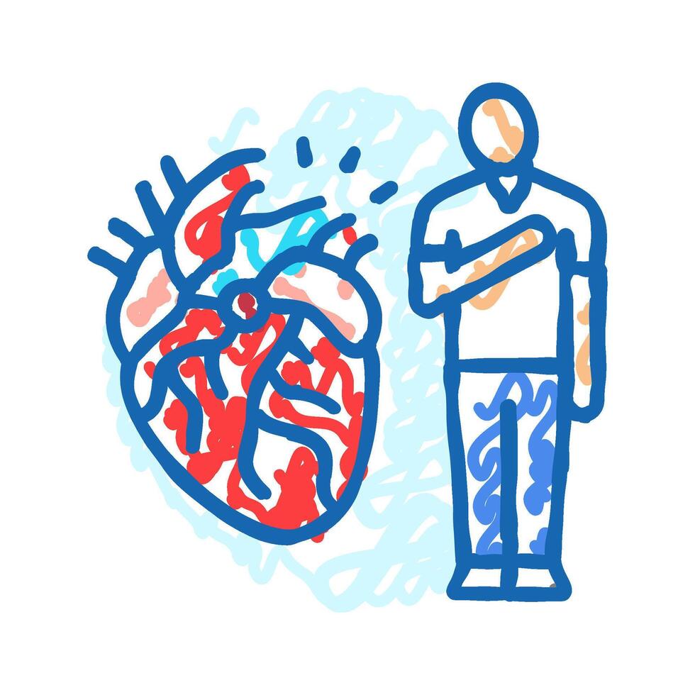 heart man disease icon doodle illustration vector