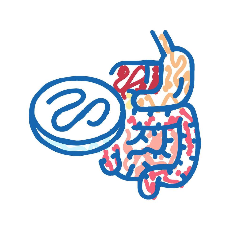 worm digestive system parasite icon doodle illustration vector
