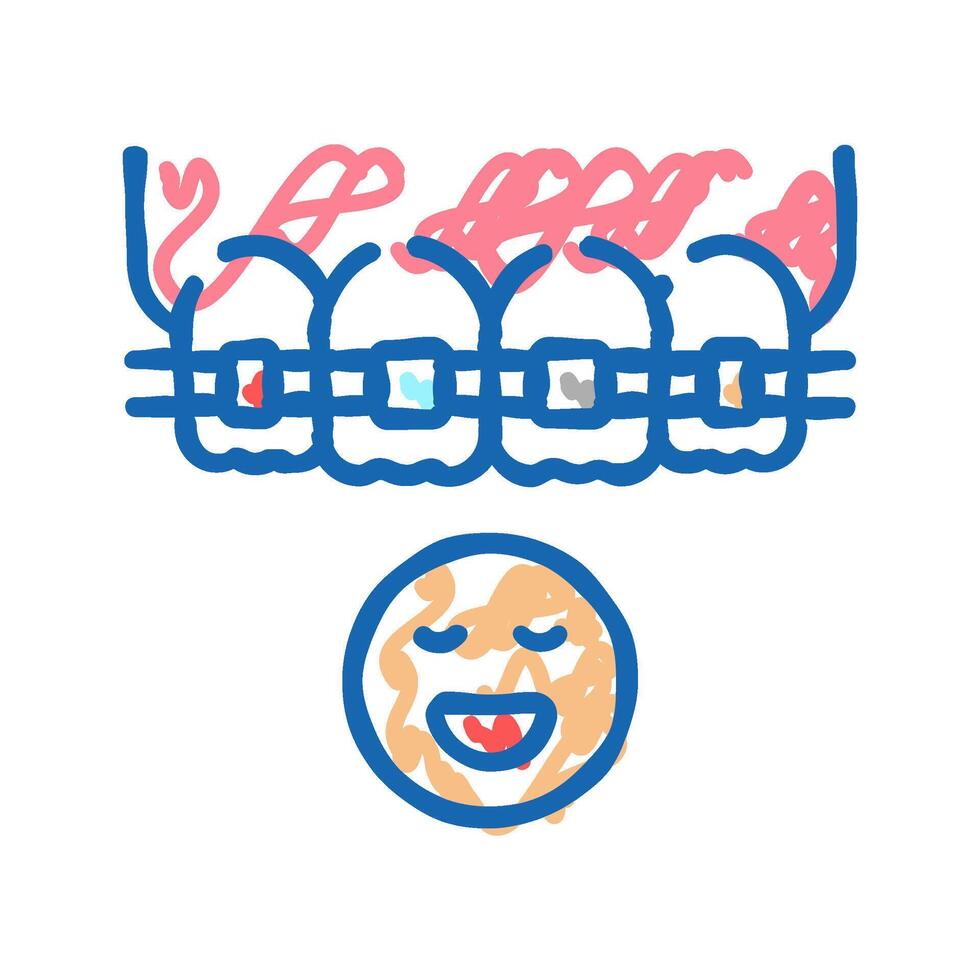 child tooth braces icon doodle illustration vector