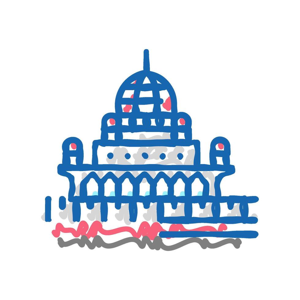 putrajaya building icon doodle illustration vector