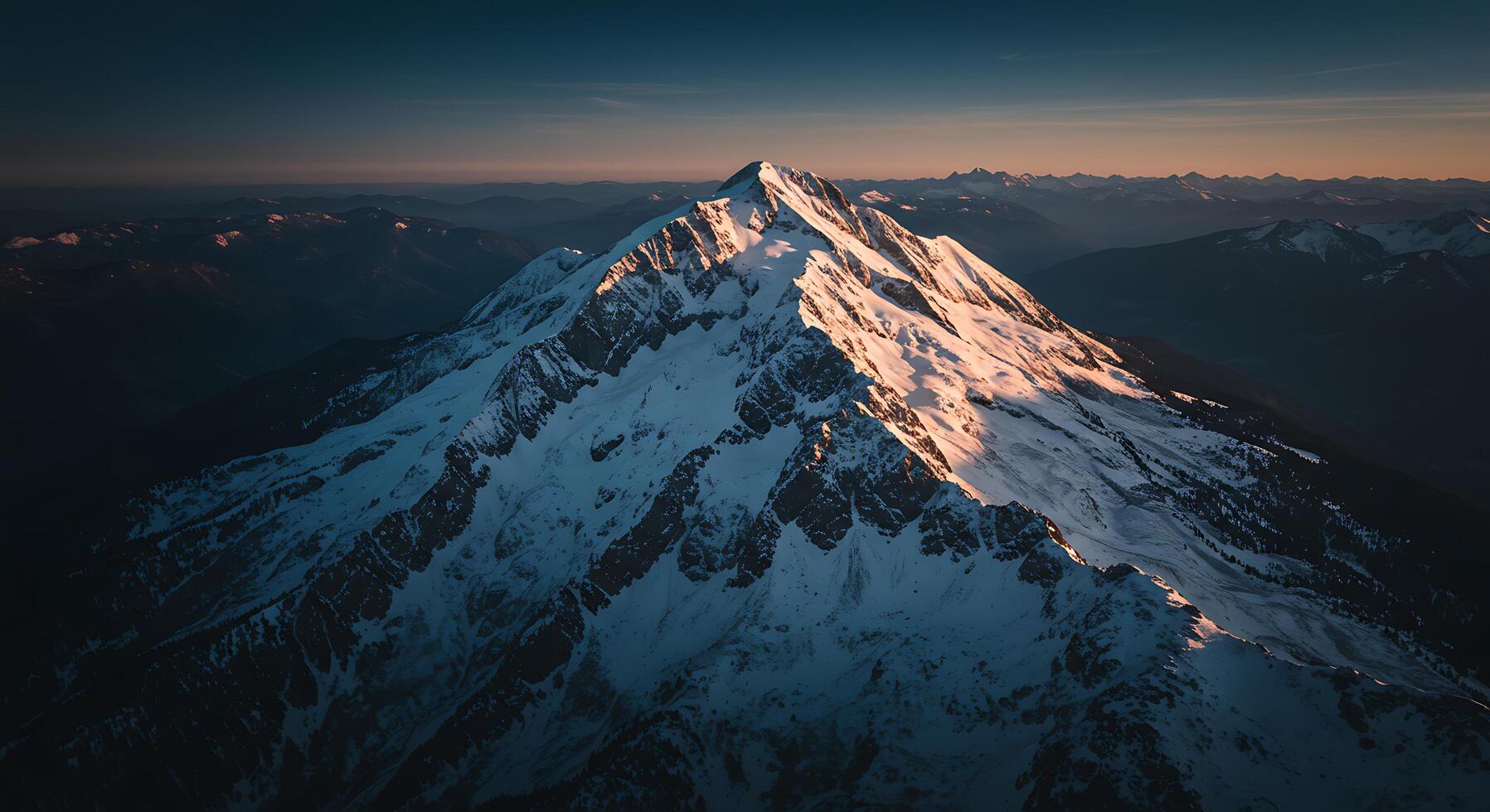 A mountain peak is seen in the distance photo