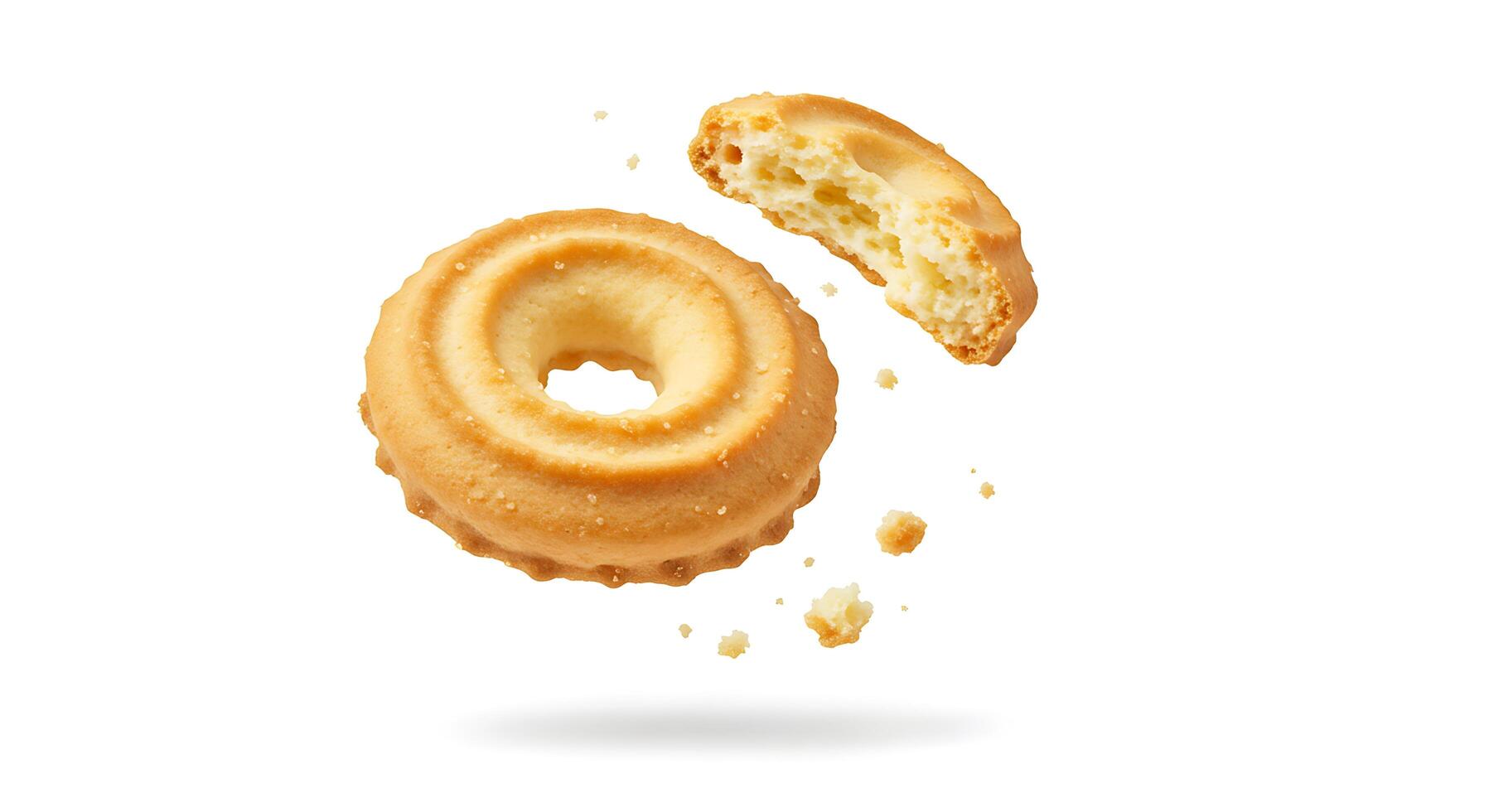A doughnut is falling from the sky photo