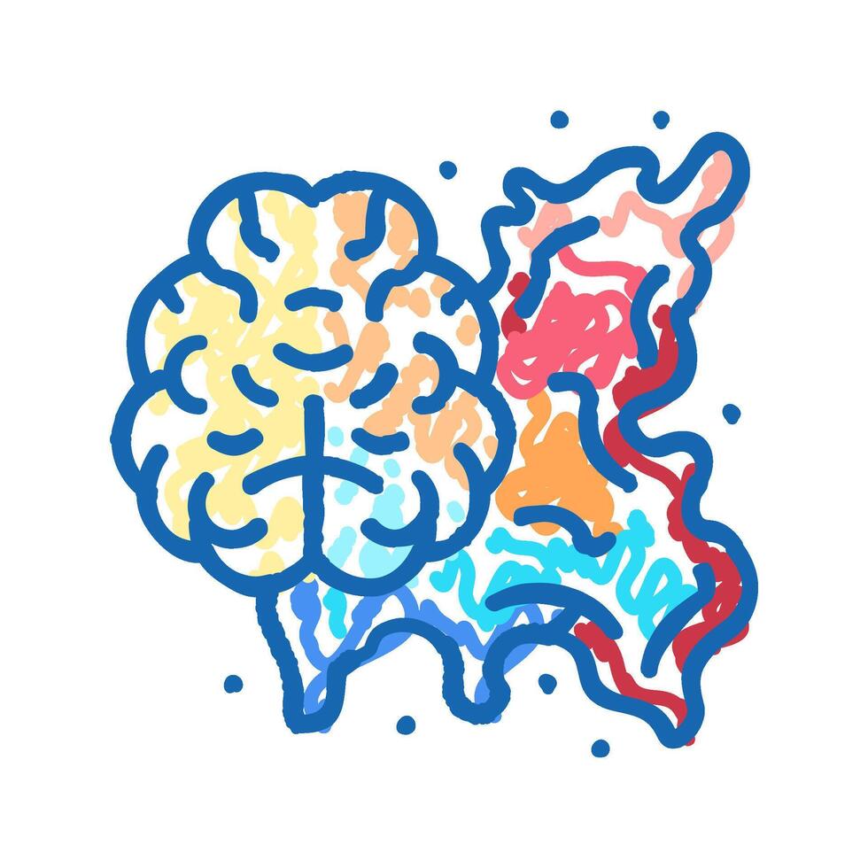 creative brain icon doodle illustration vector