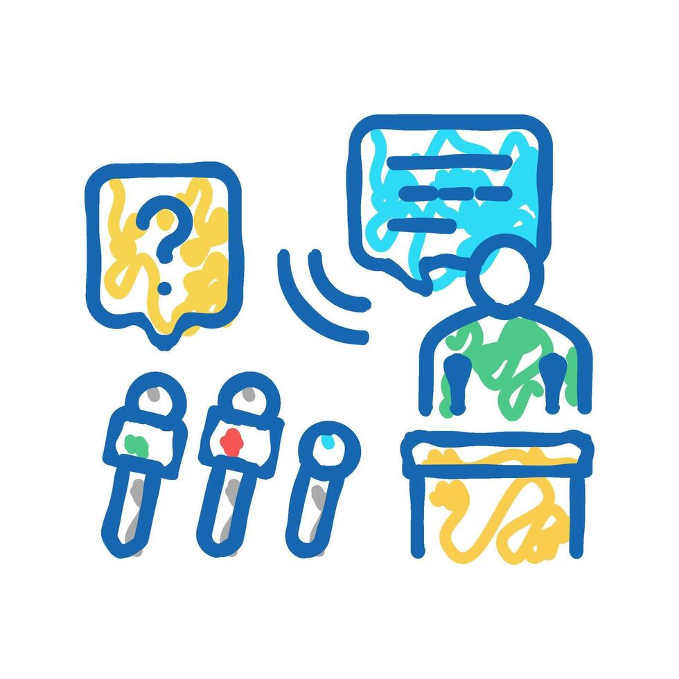 interview pr icon doodle illustration vector