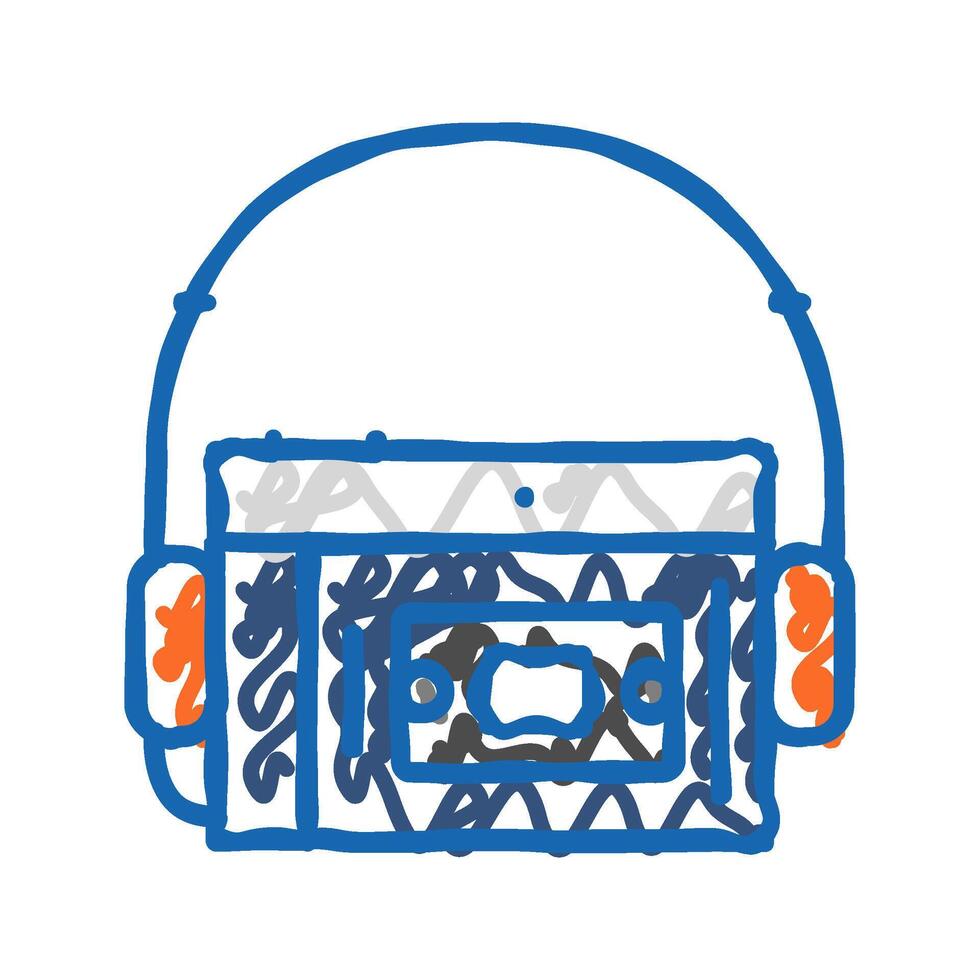 cassette audio player icon doodle illustration vector