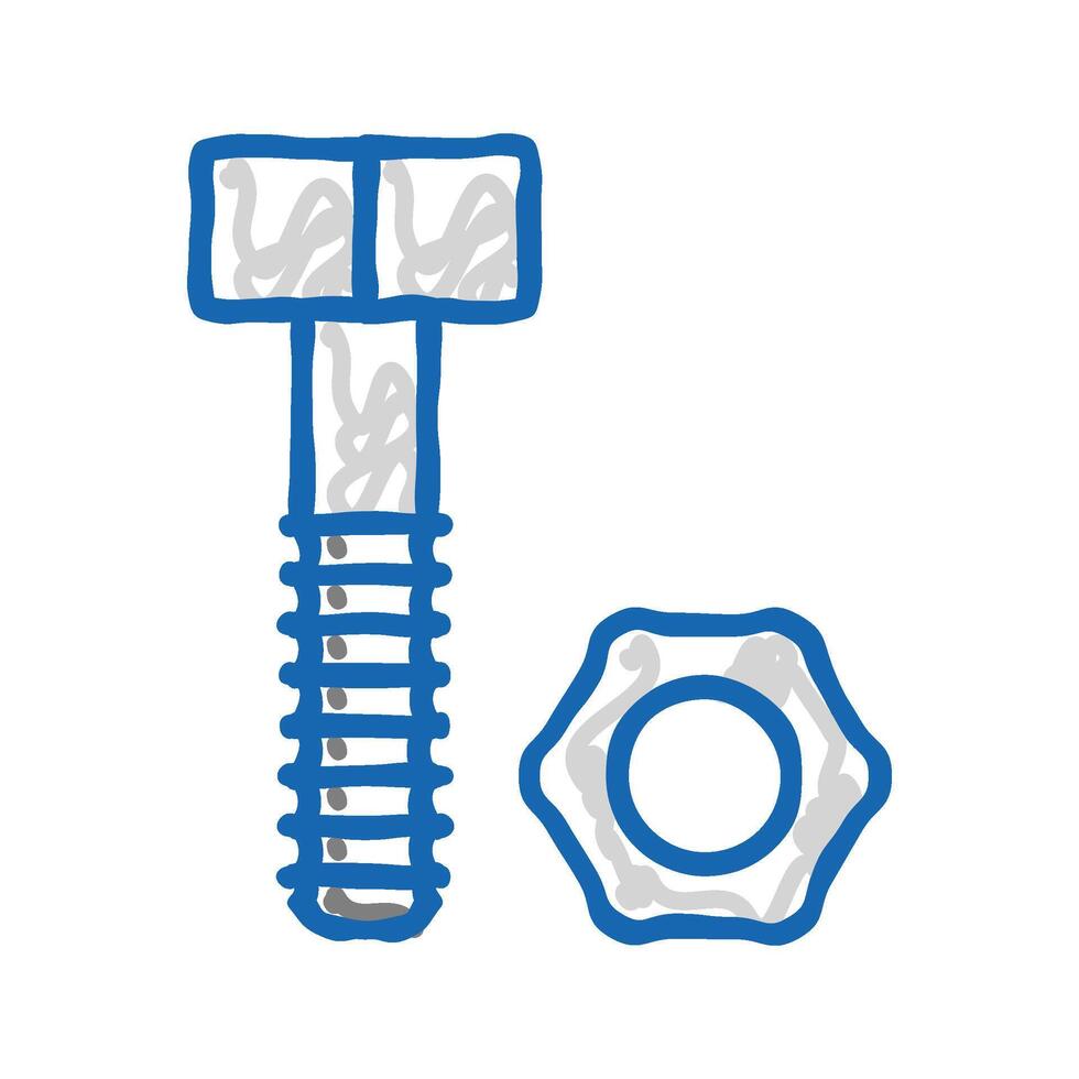 nut and bolt tool work icon doodle illustration vector