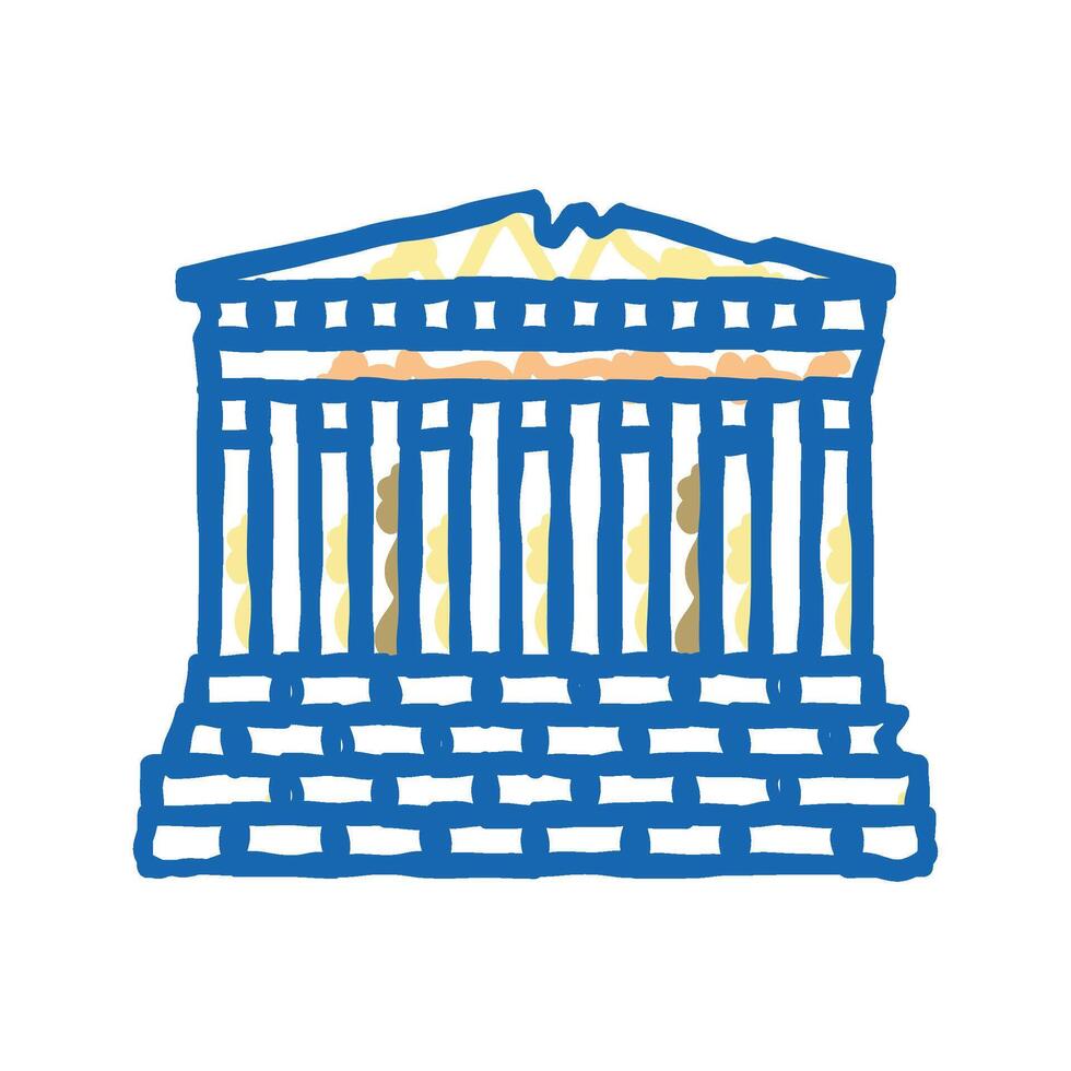 parthenon europe antique building icon doodle illustration vector