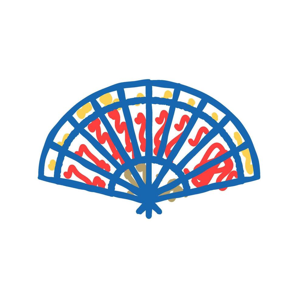 taoist ritual fan taoism icon doodle illustration vector