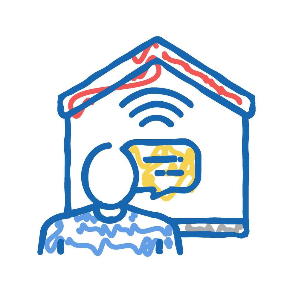 communication with smart home icon doodle illustration vector