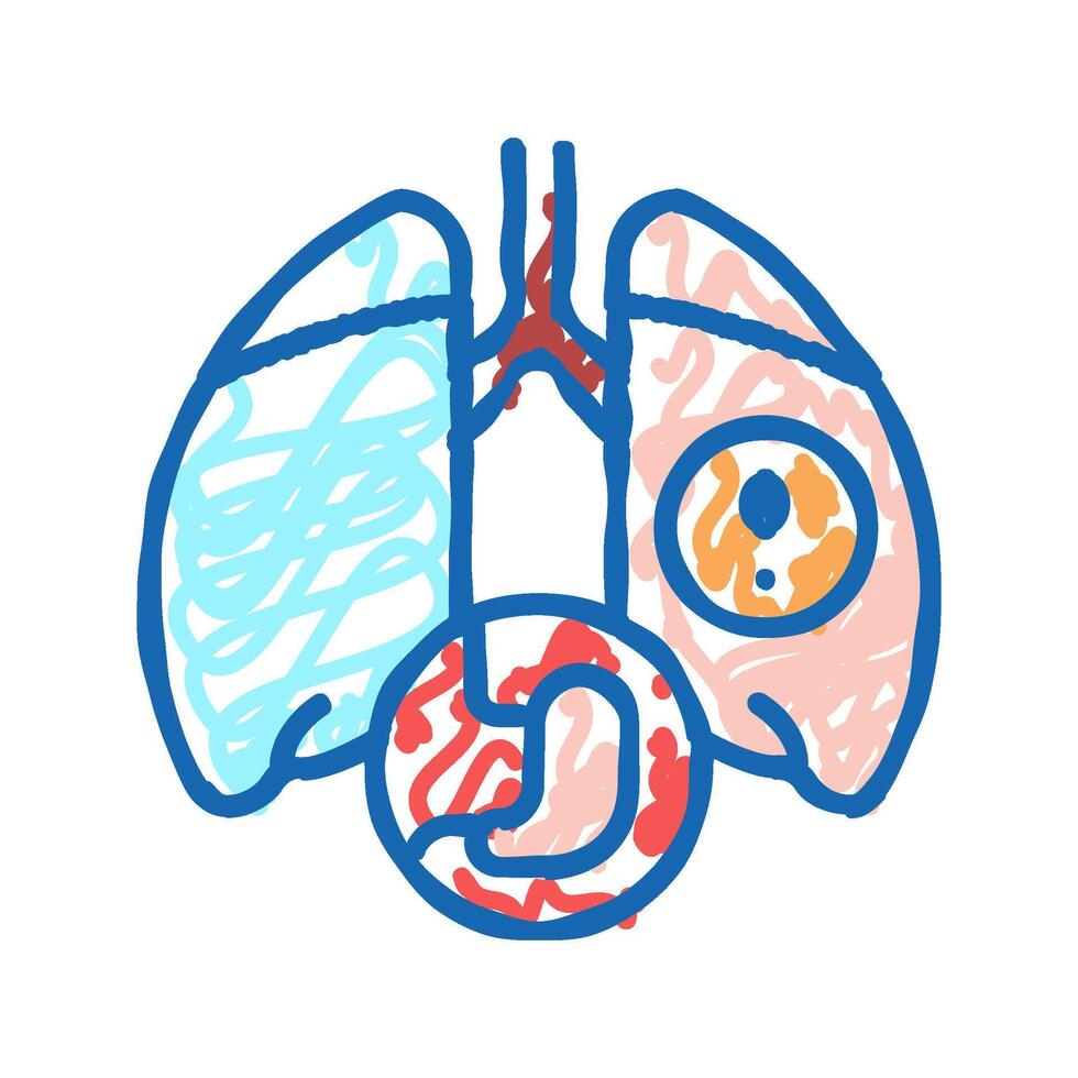 lung or breathing problems icon doodle illustration vector
