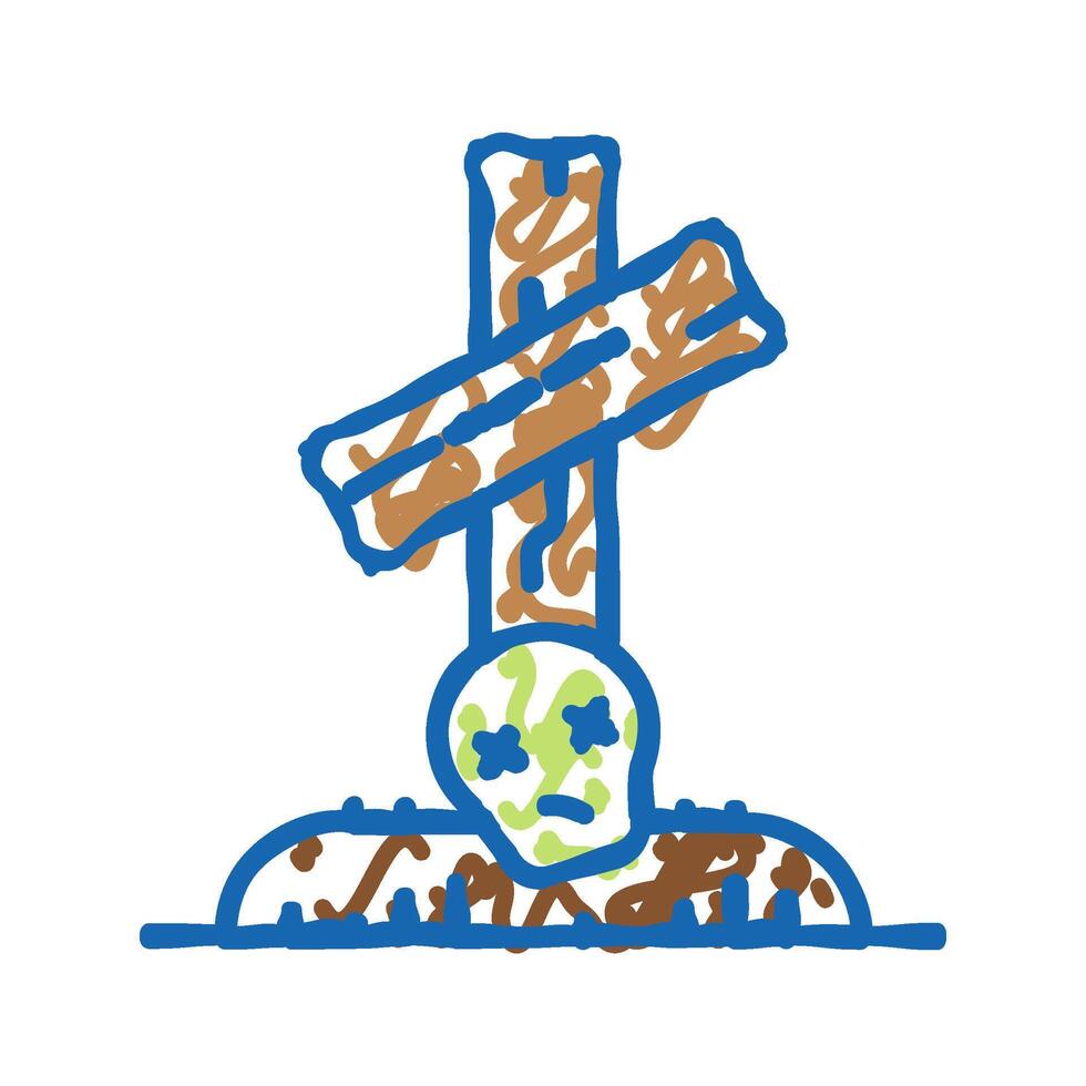 grave zombie scary icon doodle illustration vector