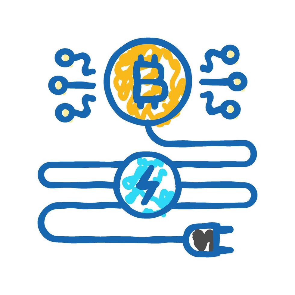 power consumption cryptocurrency mining icon doodle illustration vector