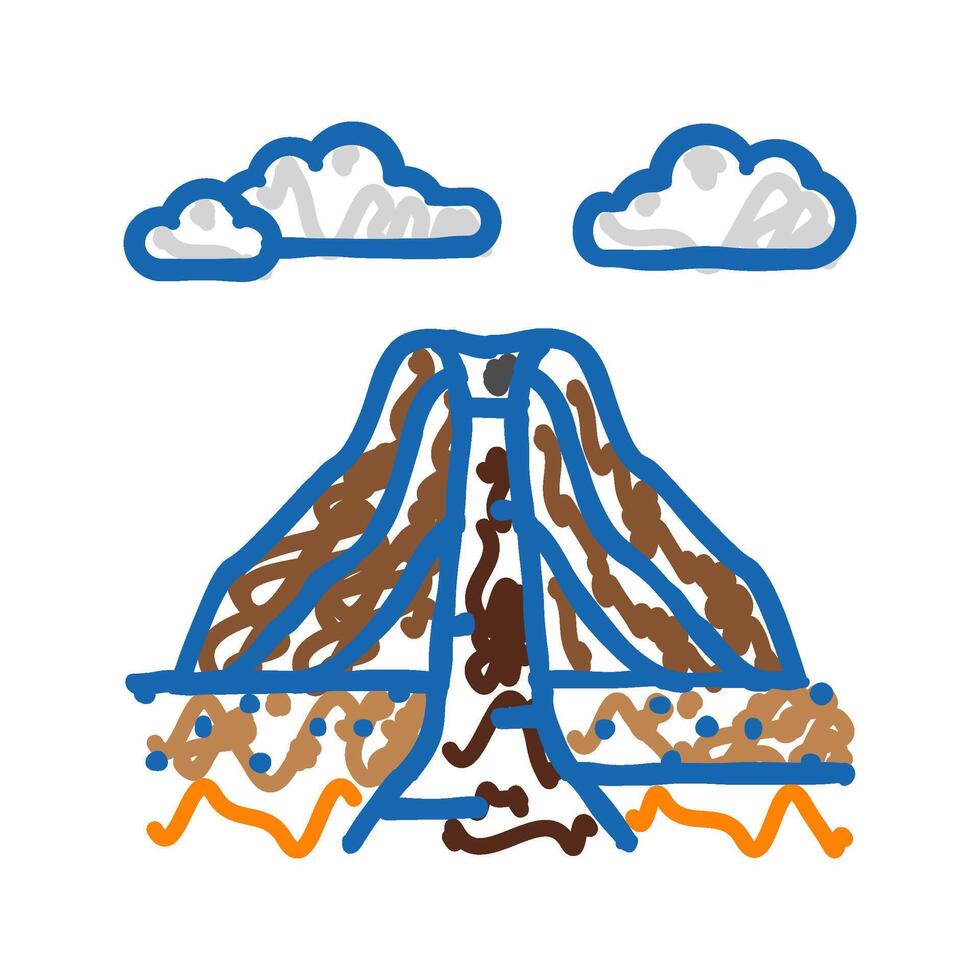 sleeping volcano lava icon doodle illustration vector