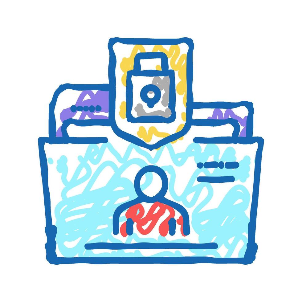 personal data file protect icon doodle illustration vector