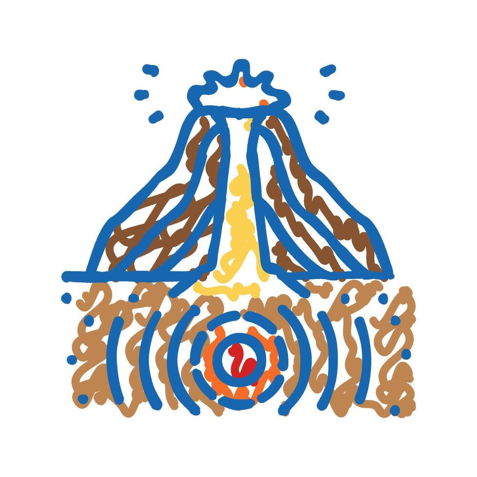 volcanic earthquake disaster icon doodle illustration vector