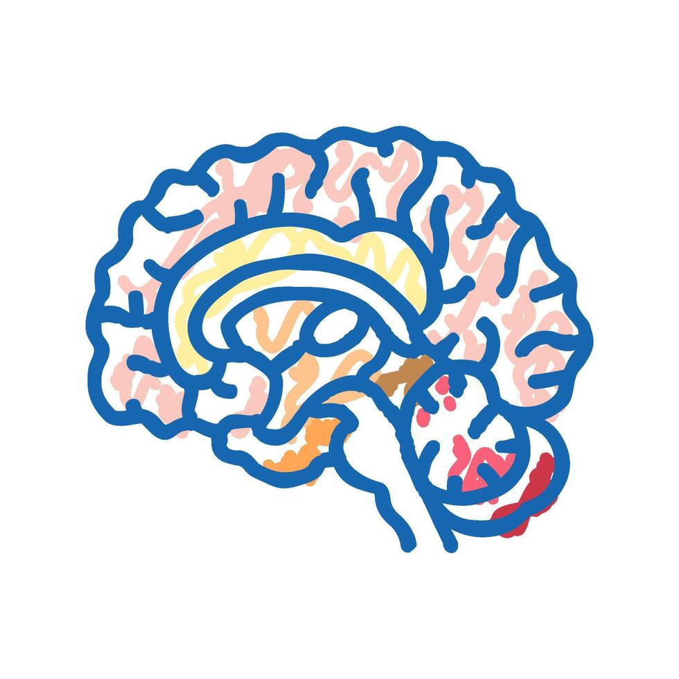 neurology brain icon doodle illustration vector