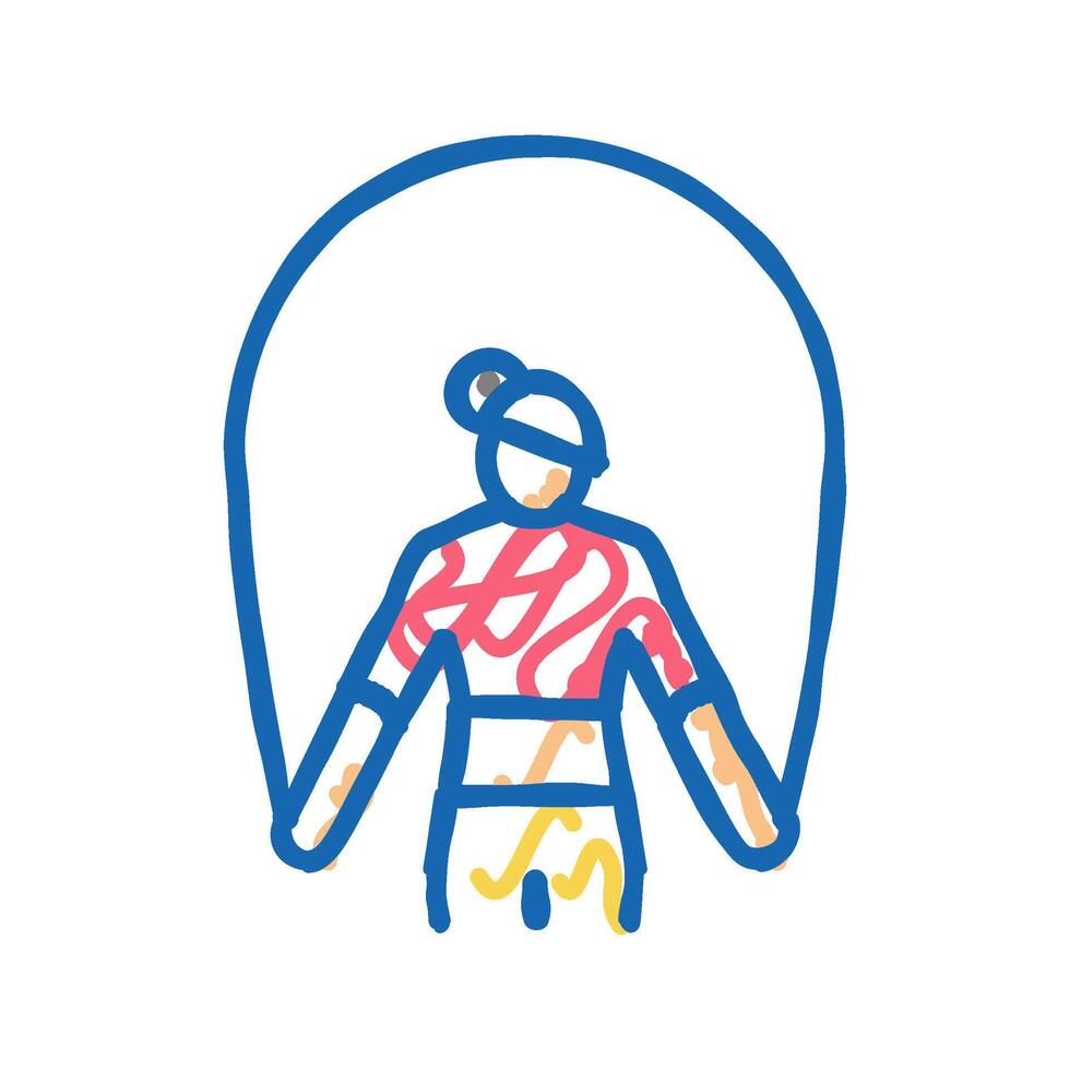 skipping rope training athlete icon doodle illustration vector