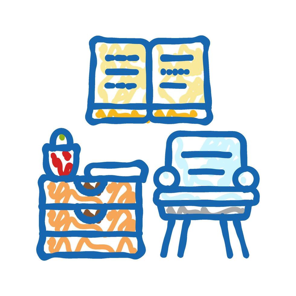 cozying up with a book autumn icon doodle illustration vector